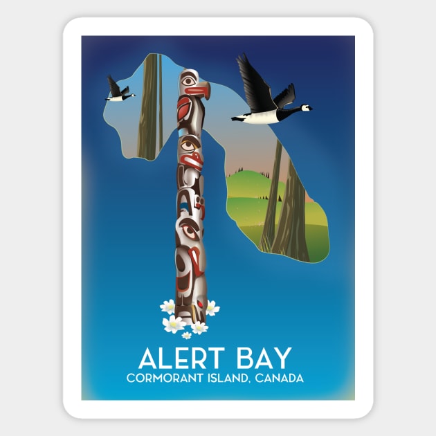 Alert Bay Cormorant Island, Canada map Sticker by nickemporium1